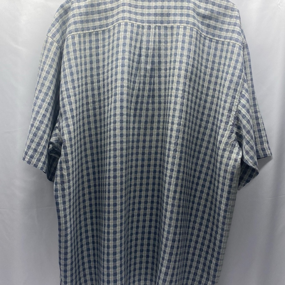 Tommy Bahama Men’s 100% Silk Shirt XXL Gray Plaid Side Slits - Picture 10 of 13